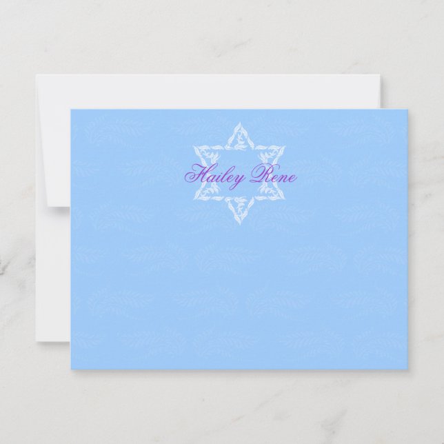 Hailey Bat Mitzvah Invitation Damask Thank You (Front)