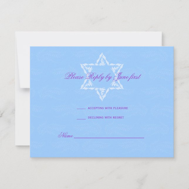 Hailey Bat Mitzvah Invitation with Damask RSVP (Front)