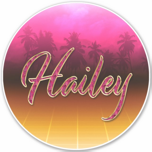 Hailey First Name Golden pink Sticker (Front)