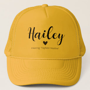 Hailey Name Meaning Minimal Modern Neutral Girls Trucker Hat