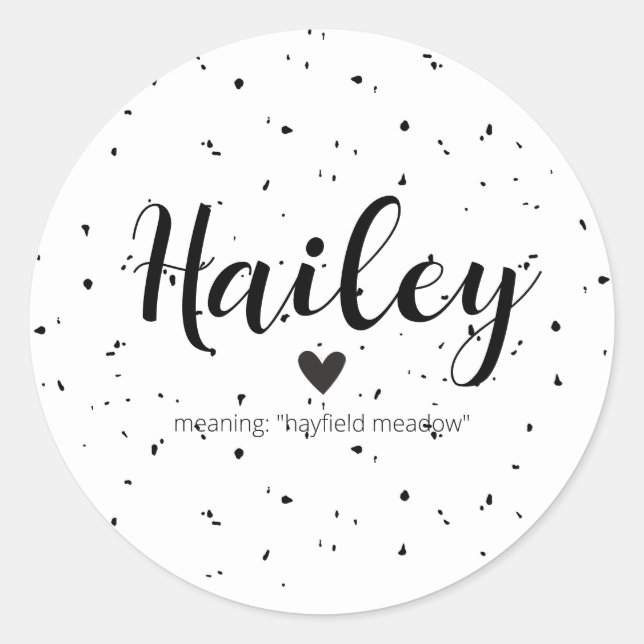 Hailey Name Reveal Meaning Minimal Modern Neutral Classic Round Sticker (Front)