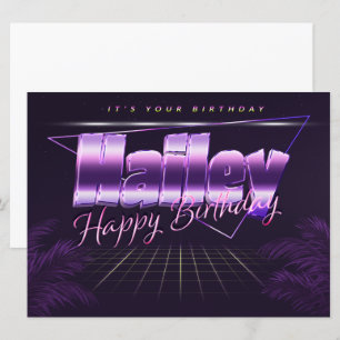 Hailey Name Vorname lila retro Karte Geburtstag Card