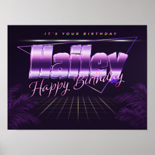 Hailey Name Vorname lila retro Poster Geburtstag