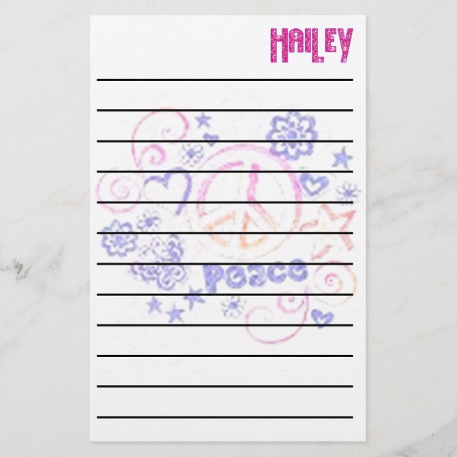 Hailey's Peace Stationary Stationery (Front)