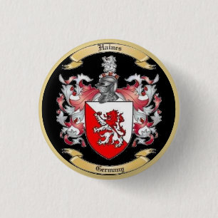 Haines Family Crest *  3 Cm Round Badge