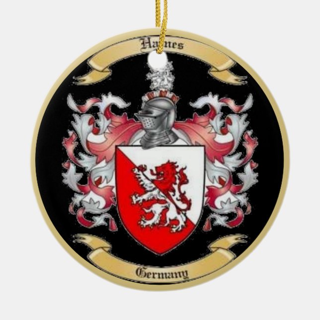 Haines Family Crest * Ceramic Tree Decoration (Front)