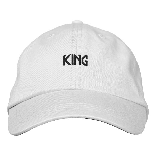 Hair Accessories King Text Name with White Colour  Embroidered Hat (Front)