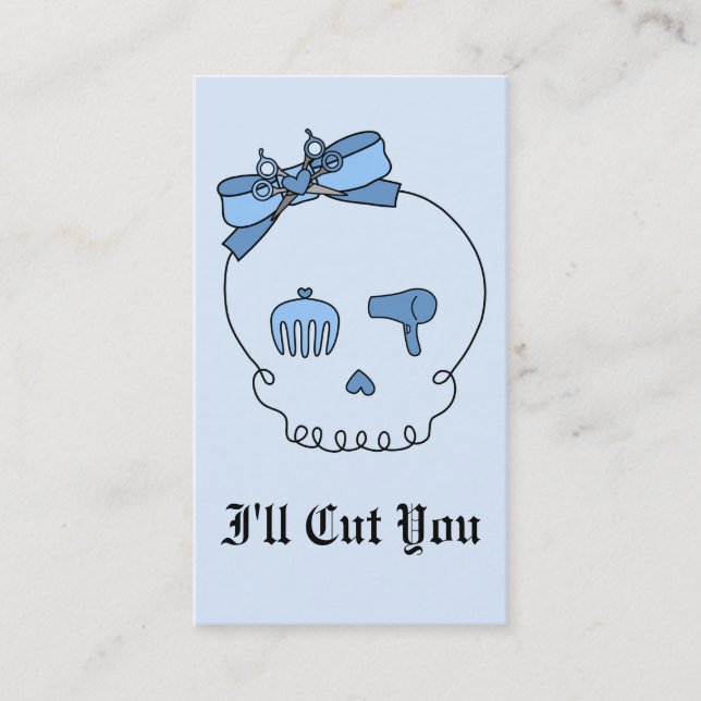Hair Accessory Skull (Bow Detail - Blue Version 2) Appointment Card (Front)