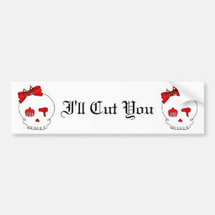 Hair Accessory Skull (Bow Detail - Red) Bumper Sticker