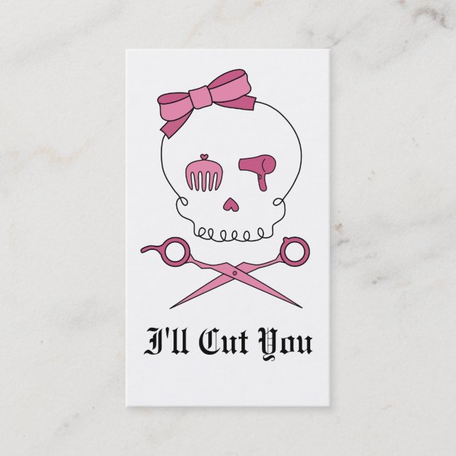 Hair Accessory Skull & Scissor Crossbones Appointment Card (Front)