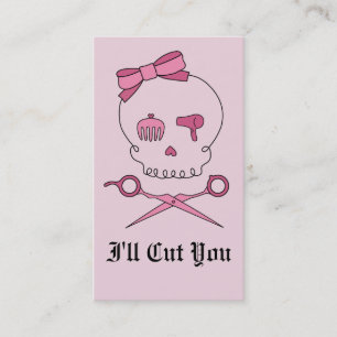 Hair Accessory Skull & Scissor Crossbones (Pink) Appointment Card