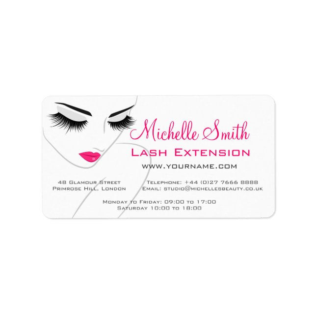 Hair and beauty Lash Extension company branding Label (Front)