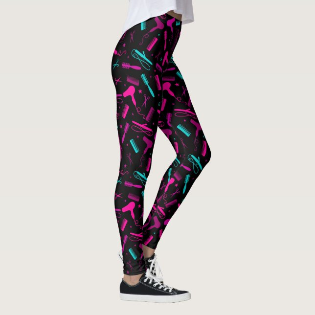 Hair and Beauty Tools - Pink Purple Teal Leggings (Right)