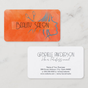 Hair and Beauty   Watercolor Texture  Business Card