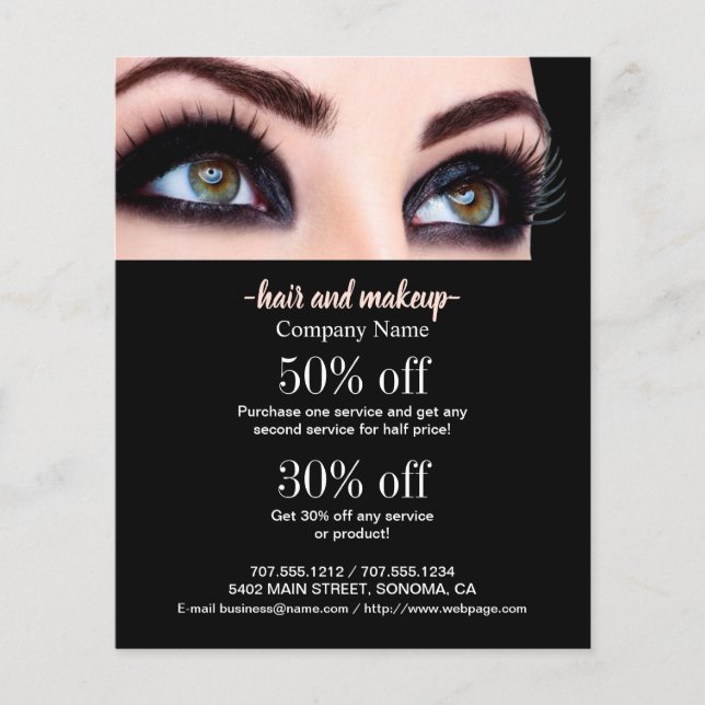 hair and makeup business personalised flyer (Front)