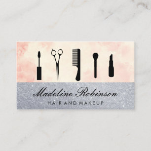 Hair and Makeup Glitter Watercolor Appointment Card