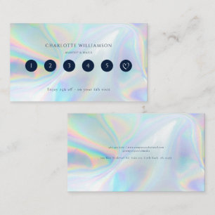 Hair and Makeup Holographic Iridescent Business Loyalty Card