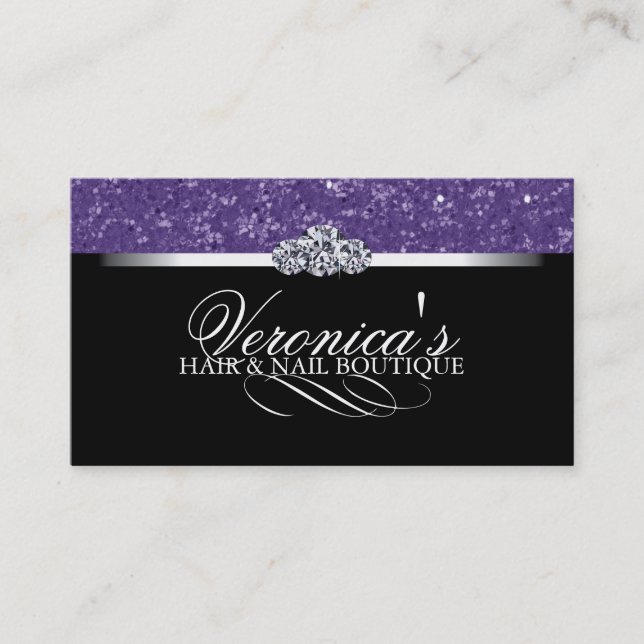 Hair and Nail Salon Glitter Business Cards (Front)