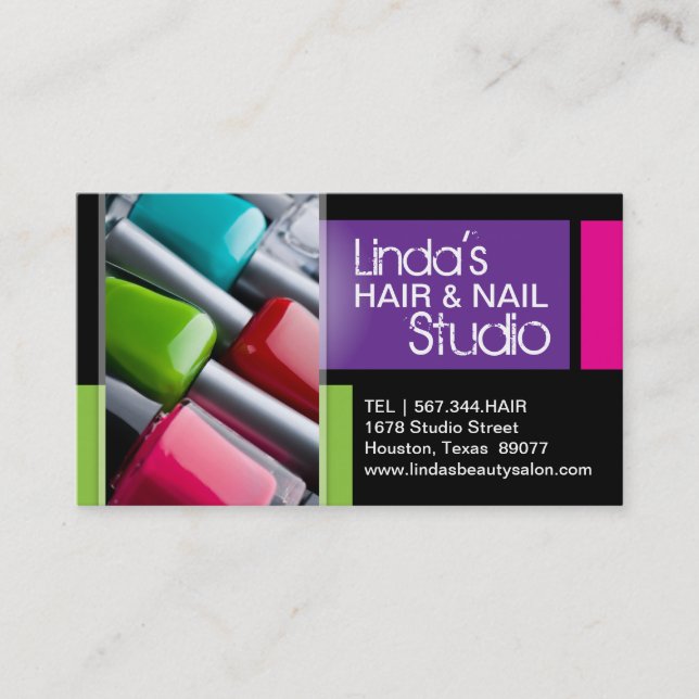 Hair and Nail Studio Business Cards (Front)