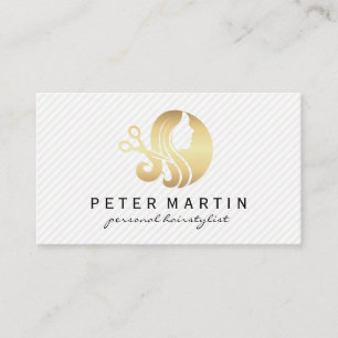 Hair and Salon Scissors Gold Logo Business Card