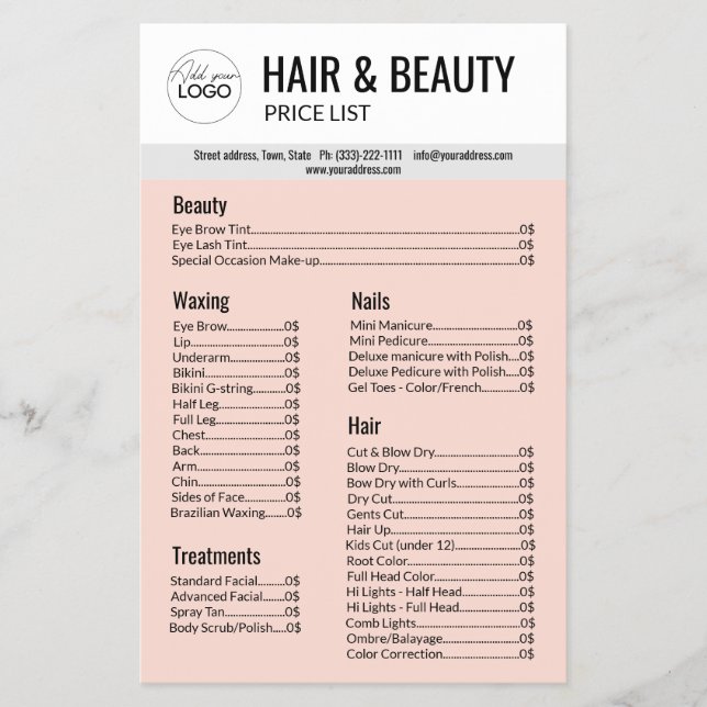 Hair Beauty Body Wax Manicure Pedicure Pink Grey Flyer (Front)