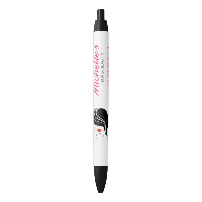 Hair & Beauty salon company branding Black Ink Pen (Front Vertical)