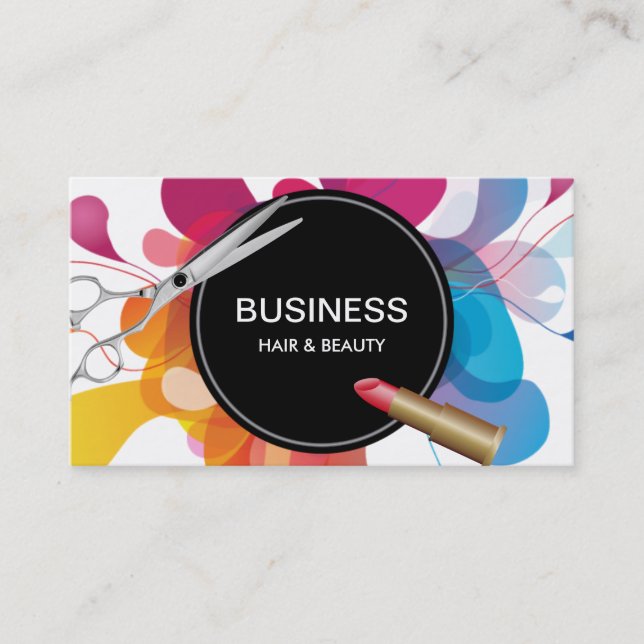Hair & Beauty Salon Modern Colour Flow Business Card (Front)