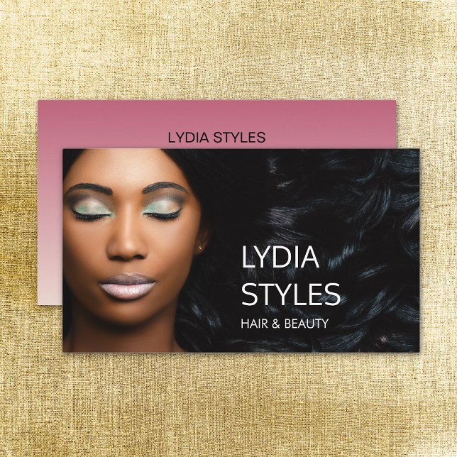 Hair Beauty Salon Professional Modern Photo Business Card (Creator Uploaded)