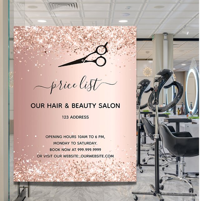 Hair beauty salon rose gold glitter pricelist flye flyer (Creator Uploaded)