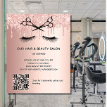 Hair beauty salon rose gold glitter QR code Flyer<br><div class="desc">A rose gold gradient background,  with glitter drips,  black scissors and lashes.  On front: The text: Price list. Personalise and add your name and address.  Create your own QR code by adding your url to your website or to your social media account. 
Back:  your text,  prices.</div>