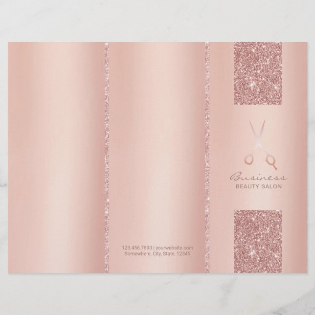 Hair Beauty Salon Rose Gold Tri-Fold Bruchures (Front)
