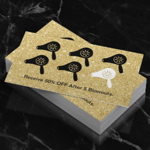Hair Blow Dry Bar Modern Gold Salon Loyalty Card