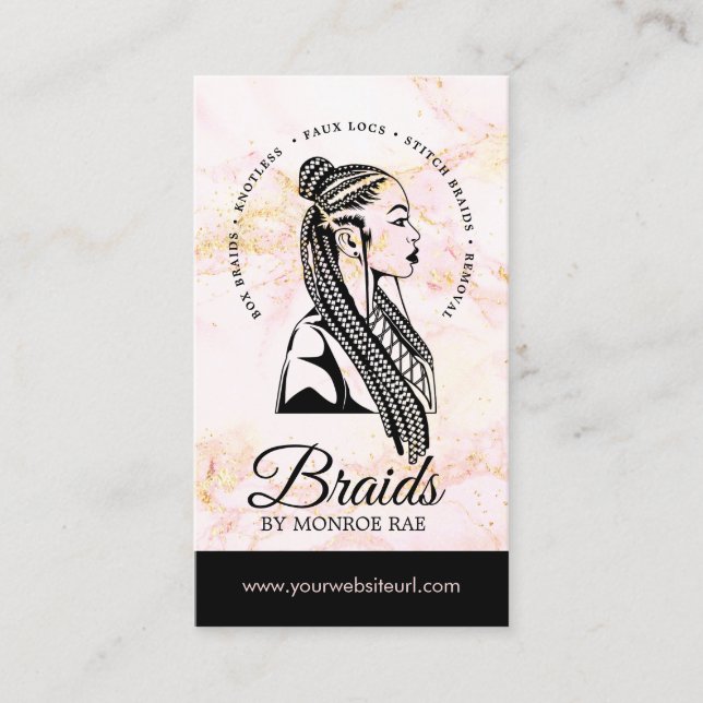 Hair Braider Braiding Salon Braid Stylist  Busines Business Card (Front)
