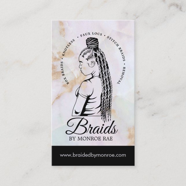 Hair Braider, Braids, Braiding Stylist, Hair Salon Business Card (Front)