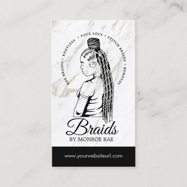 Hair Braider, Braids, Braiding Stylist, Hair Salon Business Card (Front)