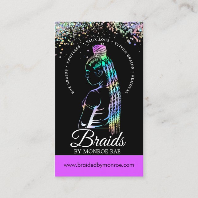 Hair Braider - Braids - Braiding - Stylist - Salon Business Card (Front)