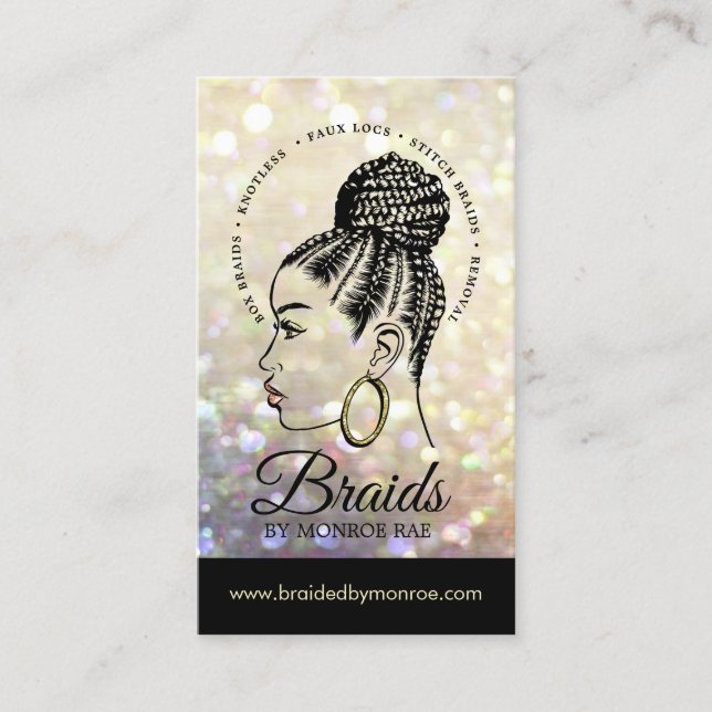 Hair Braider - Braids - Braiding - Stylist - Salon Business Card (Front)