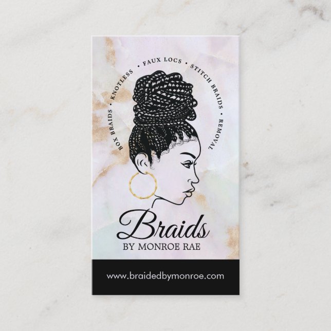 Hair Braider - Braids - Braiding - Stylist - Salon Business Card (Front)