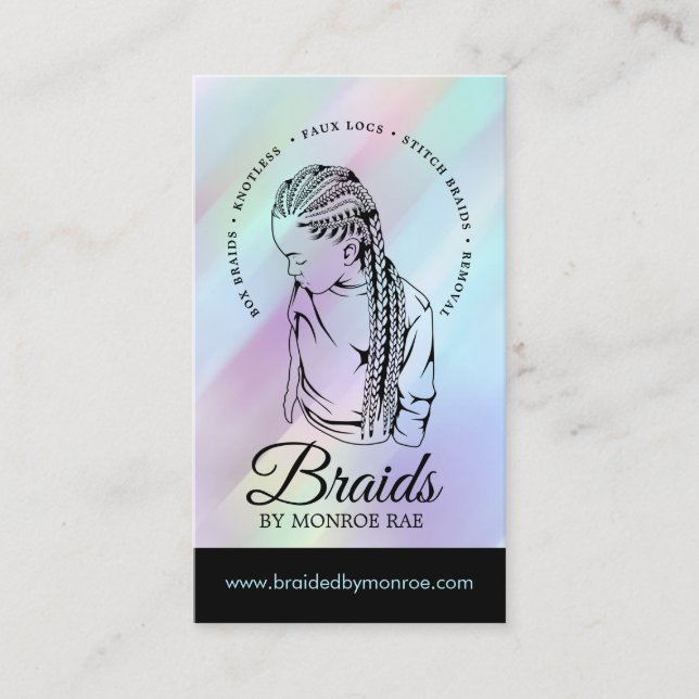 Hair Braider - Braids - Braiding - Stylist - Salon Business Card (Front)