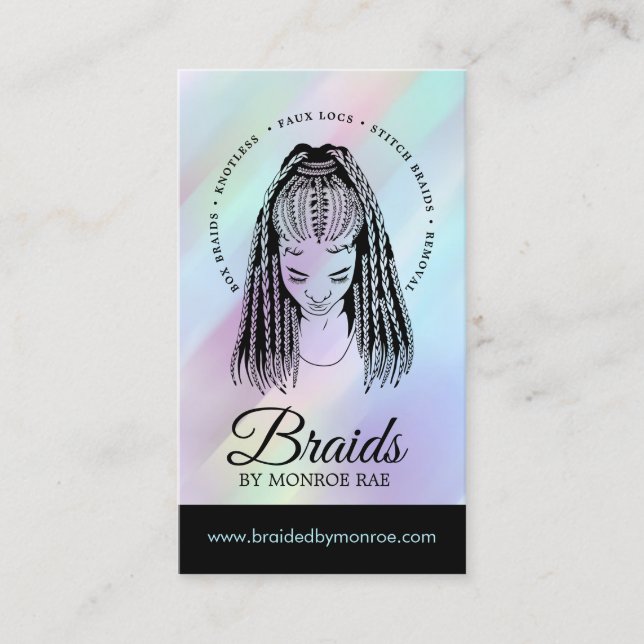 Hair Braider - Braids - Braiding - Stylist - Salon Business Card (Front)