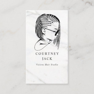 Hair Braider Braids Hairstylist Luxury Marble  Bus Business Card