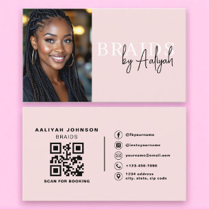 Hair Braider Business Card with Photo and QR Code