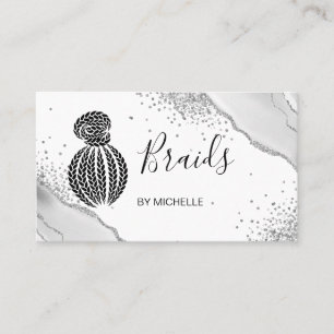  Hair Braider, hair Salon for Braids, Silver Agate Business Card