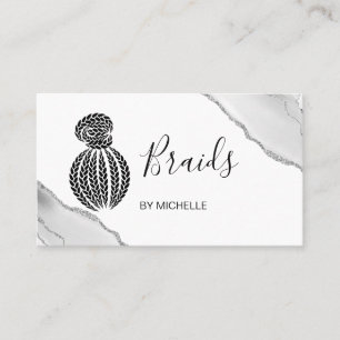  Hair Braider, hair Salon for Braids, Silver Agate Business Card