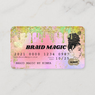 Hair Braider Rainbow Dripping Glitter Credit Busin Business Card