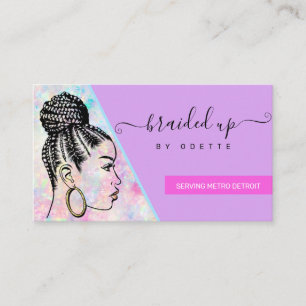 Hair Braider Salon Stylist Modern Holographic  Business Card