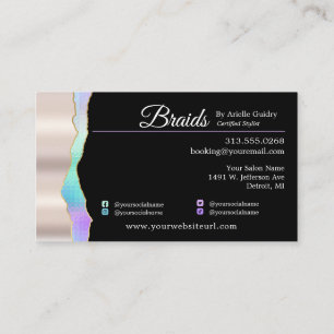 Hair Braiding Braid Stylist Add Photos Holographic Business Card