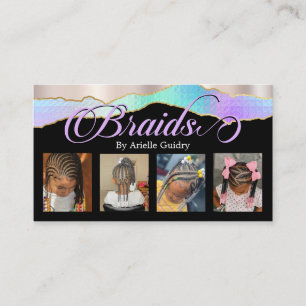 Hair Braiding Braid Stylist Add Photos Holographic Business Card