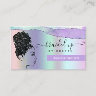 Hair Braiding Salon Pastel Purple Metallic Braids Business Card