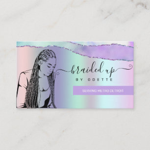 Hair Braiding Salon Pastel Purple Metallic  Busine Business Card